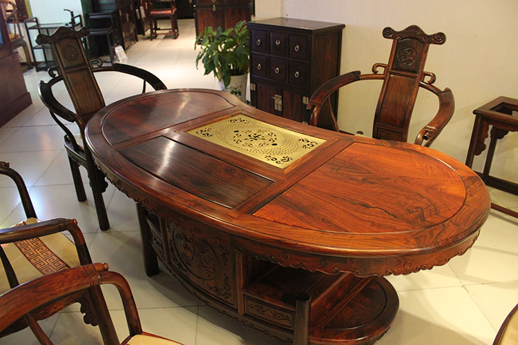 新型茶桌红木家具老挝大红酸枝（交趾黄檀）茶桌