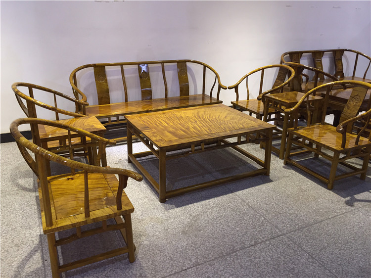 楠木家具圈椅沙发八件套 材质为黄芯楠